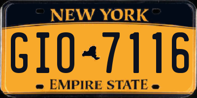 NY license plate GIO7116
