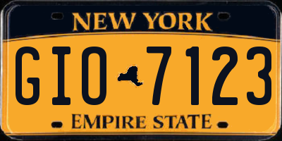 NY license plate GIO7123