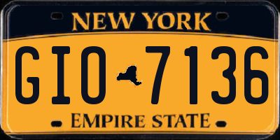 NY license plate GIO7136