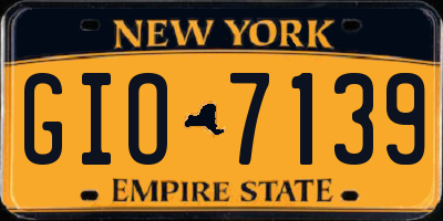 NY license plate GIO7139