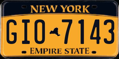 NY license plate GIO7143