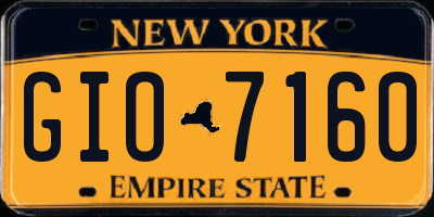 NY license plate GIO7160
