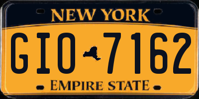 NY license plate GIO7162