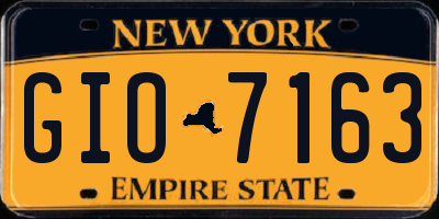 NY license plate GIO7163
