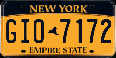 NY license plate GIO7172