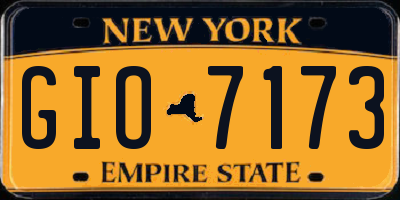 NY license plate GIO7173