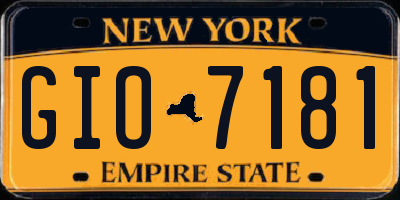 NY license plate GIO7181