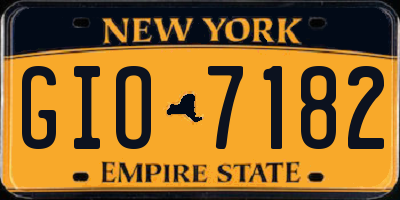 NY license plate GIO7182