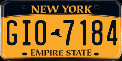 NY license plate GIO7184