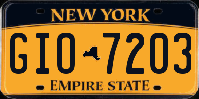 NY license plate GIO7203