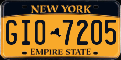 NY license plate GIO7205