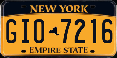 NY license plate GIO7216