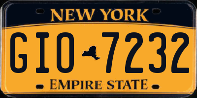 NY license plate GIO7232