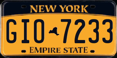NY license plate GIO7233