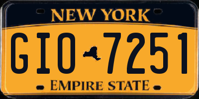 NY license plate GIO7251