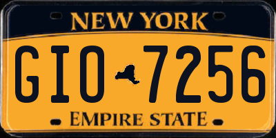 NY license plate GIO7256