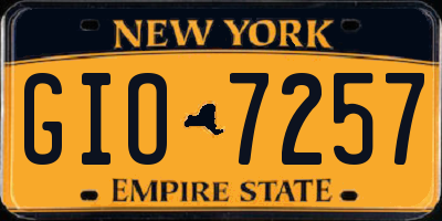 NY license plate GIO7257