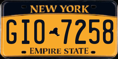 NY license plate GIO7258