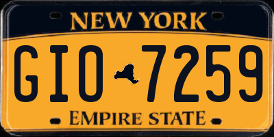 NY license plate GIO7259