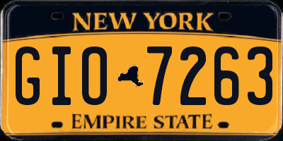 NY license plate GIO7263