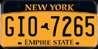 NY license plate GIO7265