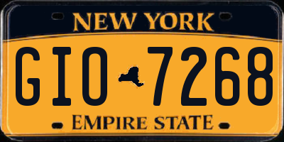 NY license plate GIO7268