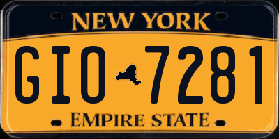 NY license plate GIO7281