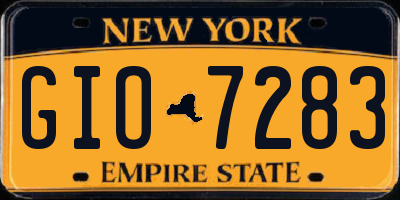 NY license plate GIO7283