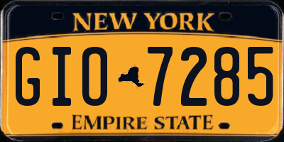 NY license plate GIO7285