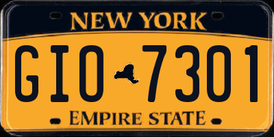 NY license plate GIO7301