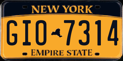 NY license plate GIO7314