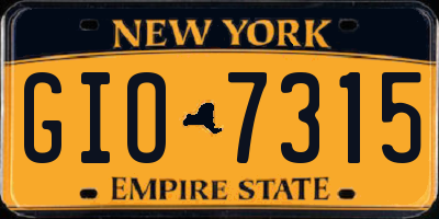 NY license plate GIO7315