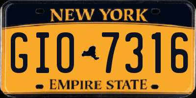 NY license plate GIO7316