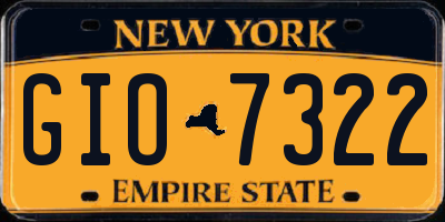 NY license plate GIO7322