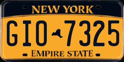 NY license plate GIO7325