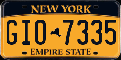 NY license plate GIO7335