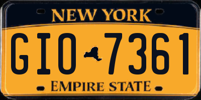 NY license plate GIO7361