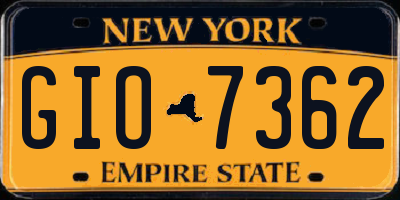 NY license plate GIO7362