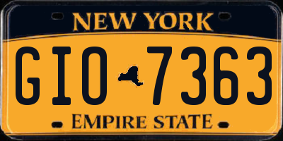NY license plate GIO7363