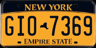 NY license plate GIO7369