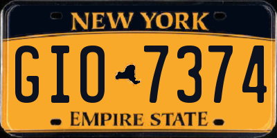 NY license plate GIO7374