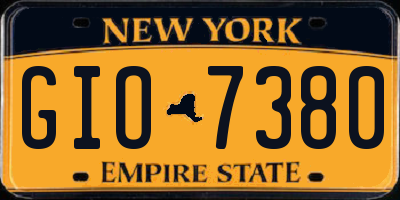NY license plate GIO7380