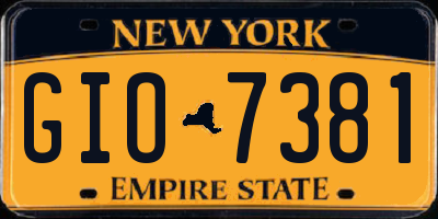 NY license plate GIO7381