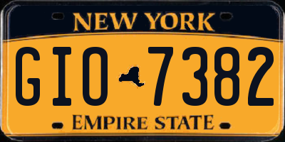 NY license plate GIO7382