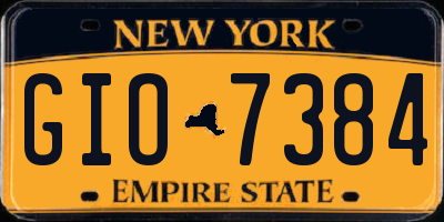 NY license plate GIO7384