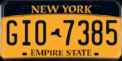 NY license plate GIO7385