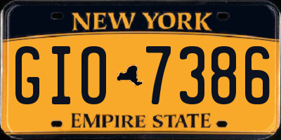 NY license plate GIO7386