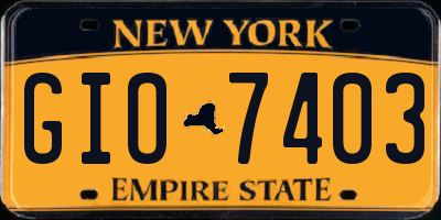 NY license plate GIO7403