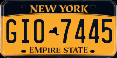 NY license plate GIO7445
