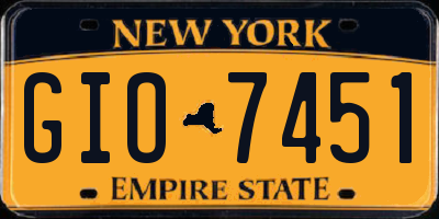 NY license plate GIO7451